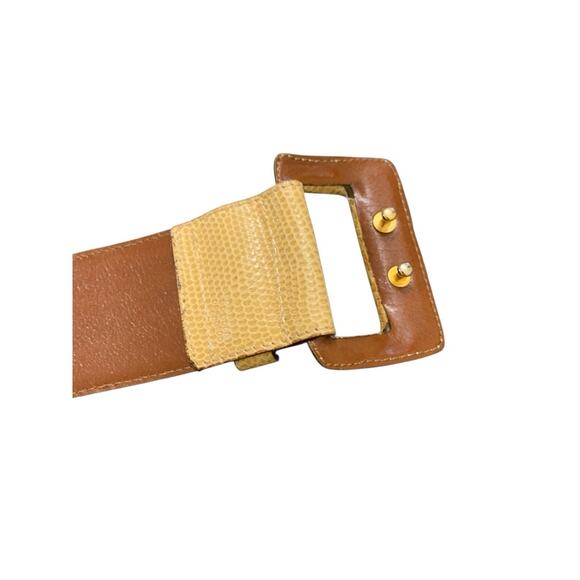 Empori Armani Women’s Wide Corset Style Leather Reptile Yellow Gold 75/30 Italy main image 11